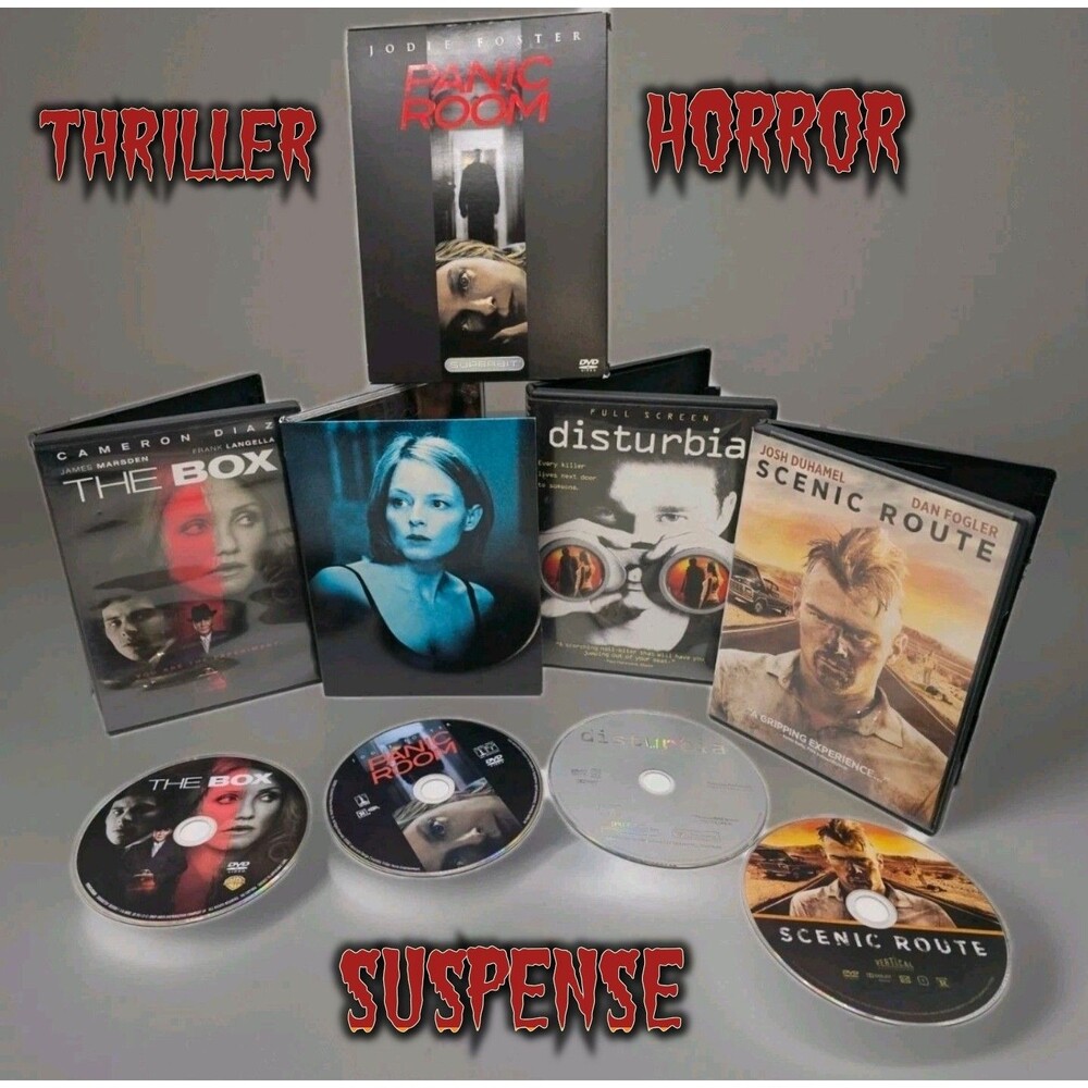 4-Movie DVD Lot THRILLER Horror Suspense PANIC ROOM Superbit, THE BOX,...